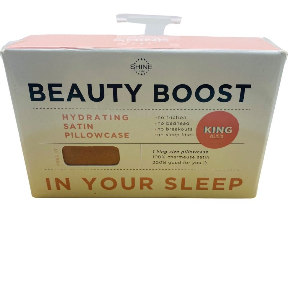 Shine by Night Beauty Boost Hydrating‎ Satin Pillowcase King Size Pillow NEW